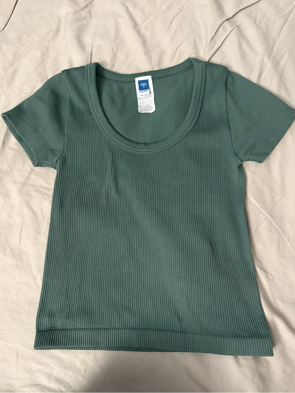 Old Navy Green Ribbed Scoop Neck Tee